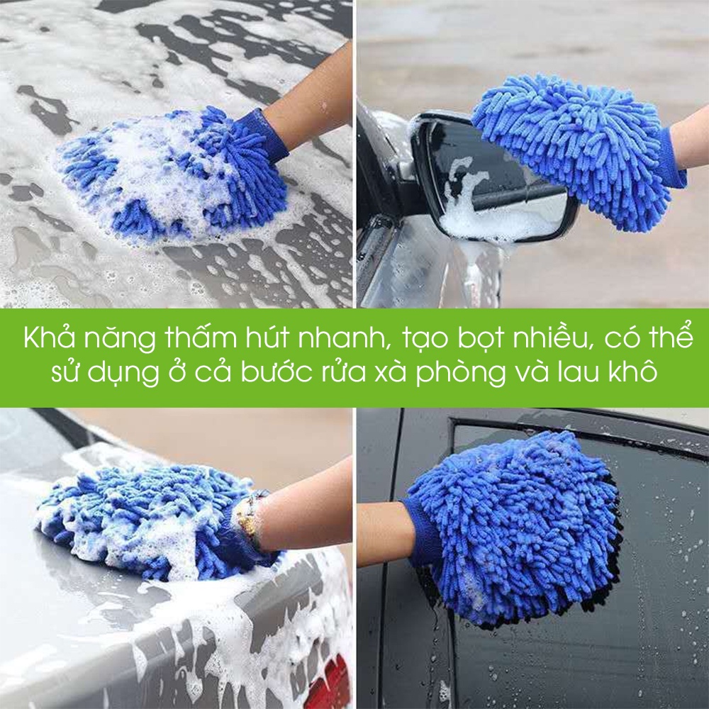 Găng tay rửa xe ô tô chuyên dụng Tâm Luân, sợi vải mịn, thấm hút tốt, không lo xước sơn, không trầy xước kính