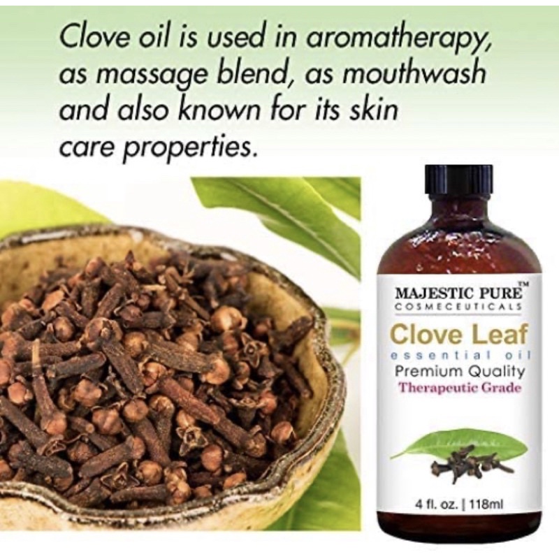 Tinh dầu đinh hương 100% tự nhiên Majestic Pure Clove Essential Oil 118ml USA