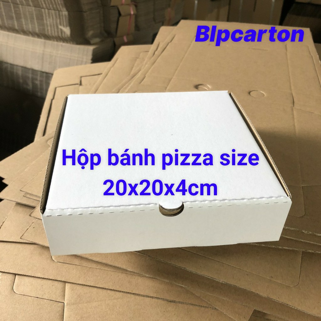 Hộp carton đựng bánh pizza size 20x20x4cm