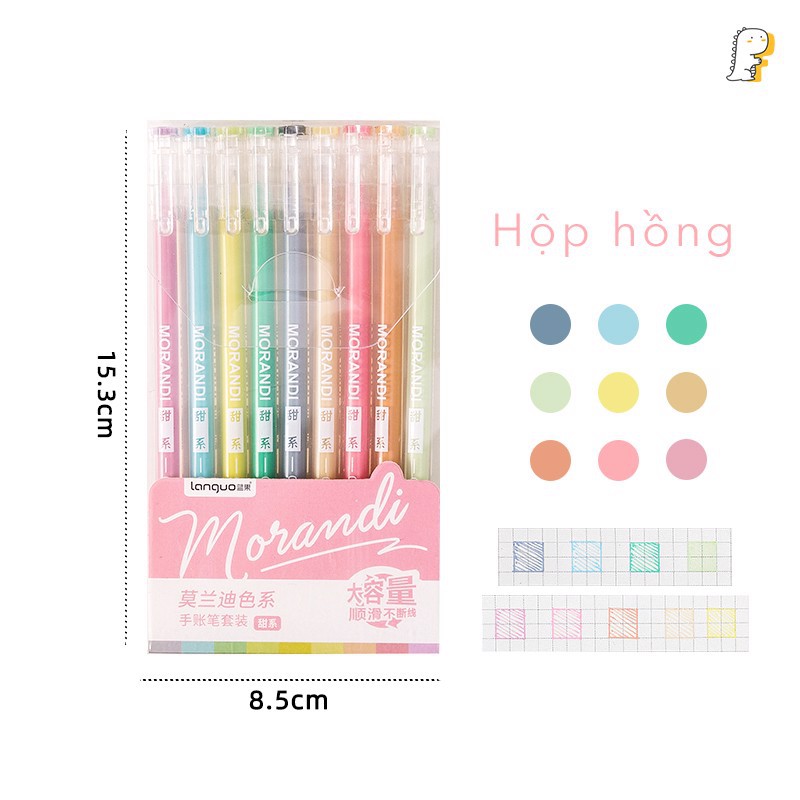 Sét 9 bút gel MORANDI nhiều màu loại thân liền , Bút Gel cho học sinh giá rẻ