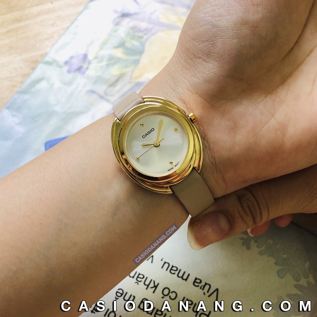 Đồng hồ nữ dây da Casio chính hãng Anh Khuê LTP-E166GL-7CDF (26mm)