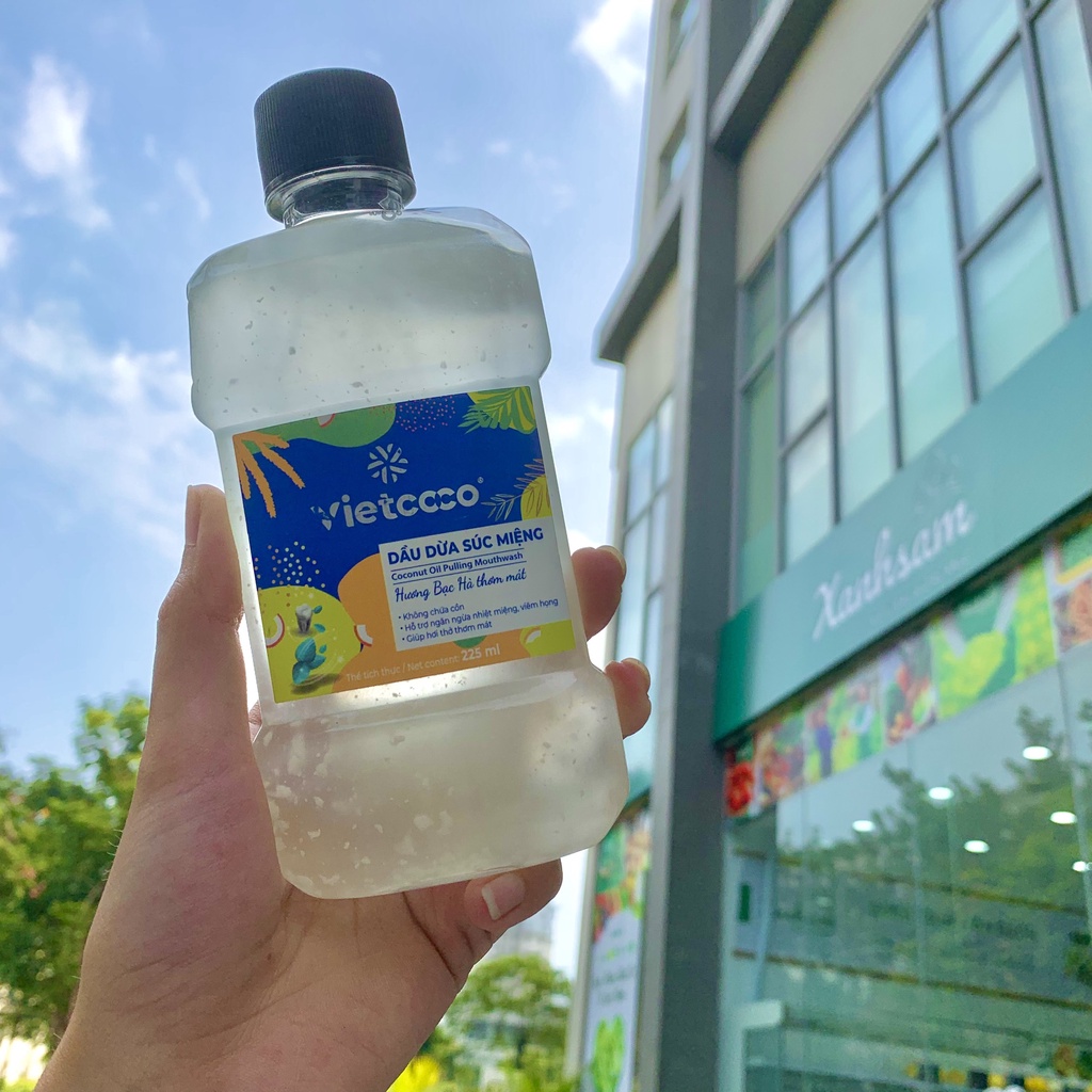 Dầu Dừa Súc Miệng Hương Bạc Hà 225ml Vietcoco - Xanhsam Organic