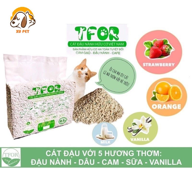 Cát Đậu Nành TFOR / Cát Vệ Sinh Cho Mèo Chiết Xuất Từ Đậu Nành Việt Nam Túi 2.5kg - 6L