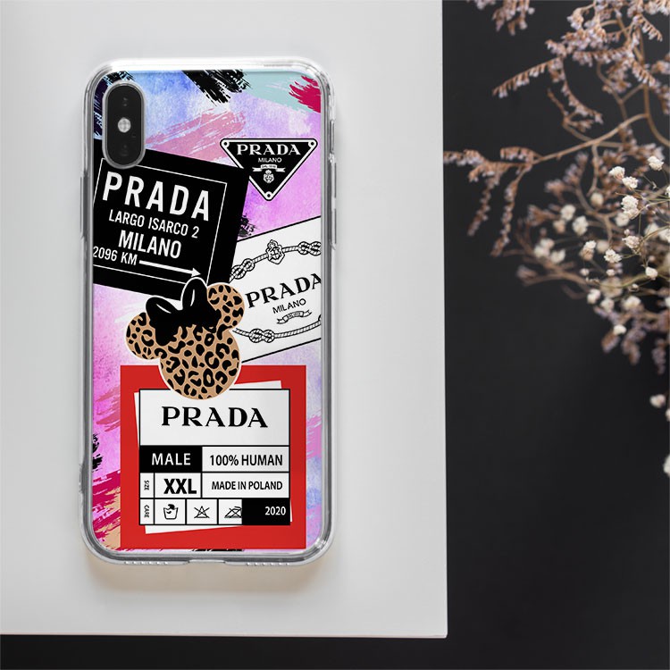 Ốp kính Silicone dẻo hình logo Prada chống trơn riêng chỉ Iphone JC20200800076