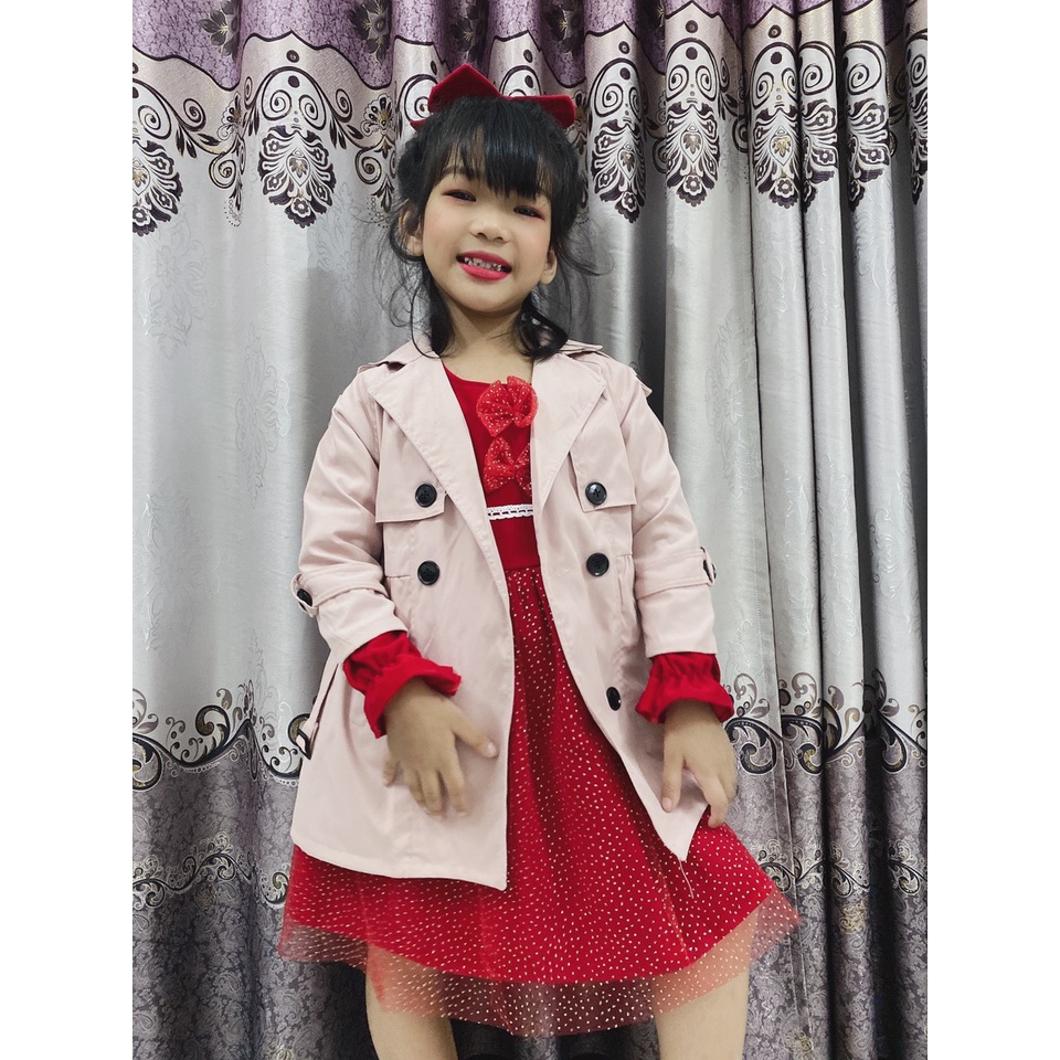 Áo Khoác Măng tô Kaki Cho Bé Gái Size Nhỡ