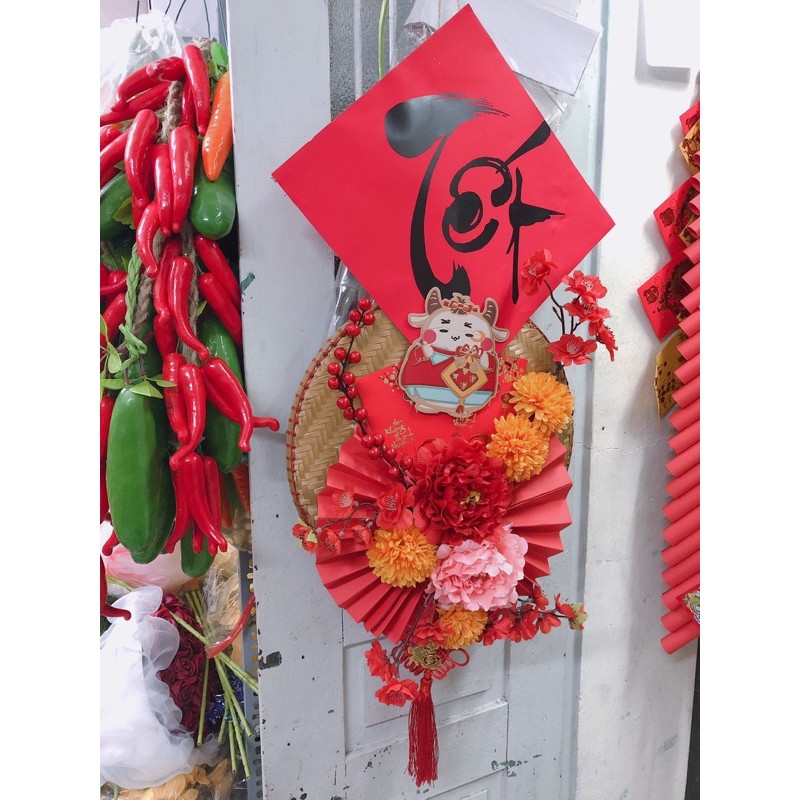 Mẹt trang trí TẾT trang trí dẻ quạt cực sang