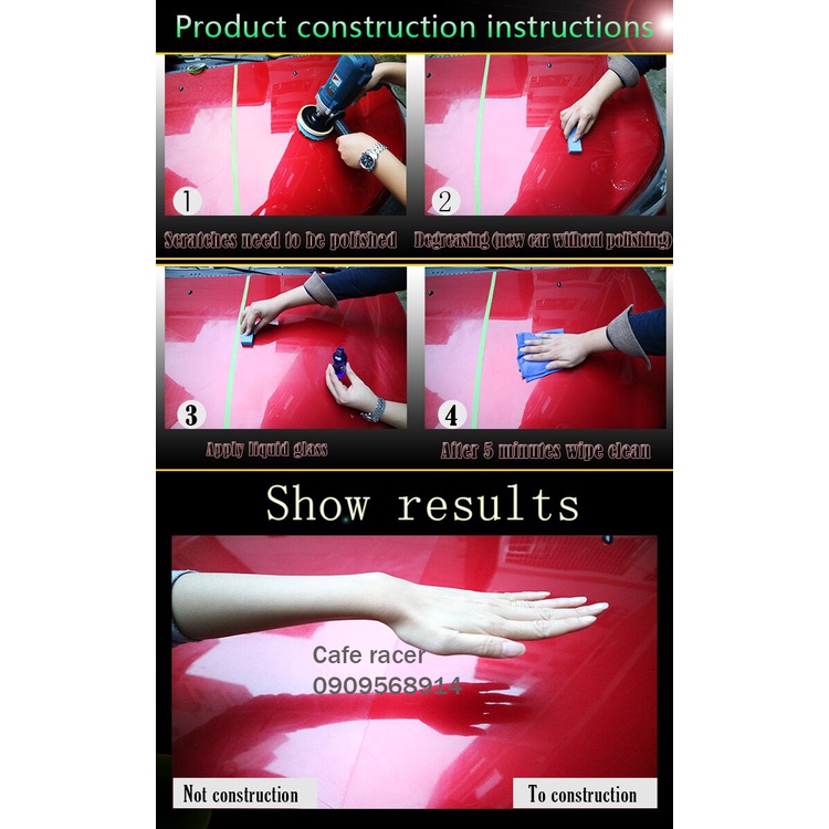 Nano ceramic 9H phủ bóng bảo vệ mặt sơn xe máy ô tô 30ml