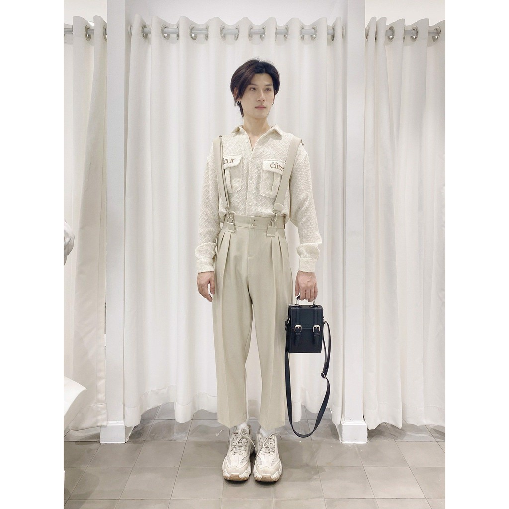 BLANKESPACE Quần Ống Xuông Clown Beige Pants Vải Cotton Sợi Chéo Thời Trang Nam Nữ Unisex