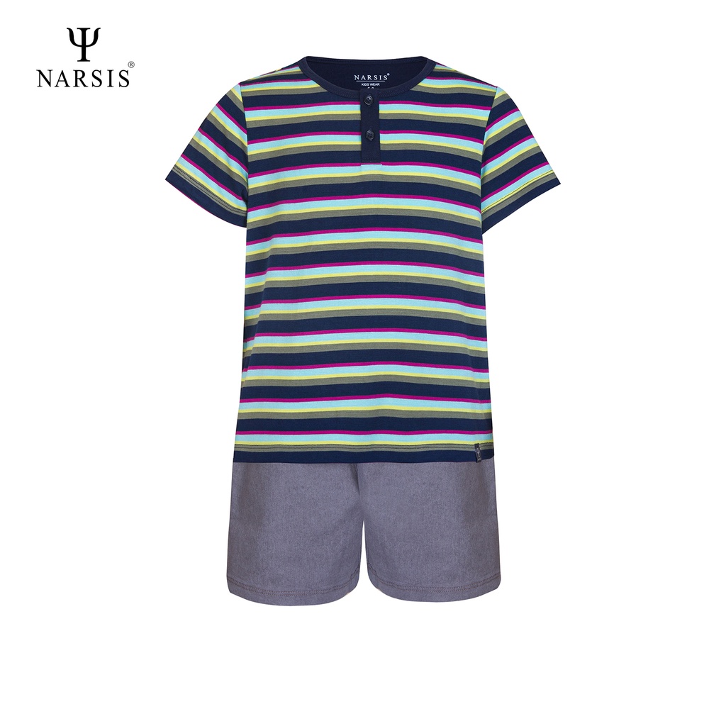 Đồ bộ bé trai mùa hè Narsis KE20911 áo Cotton quần chất kaki hàng thiết kế chính hãng