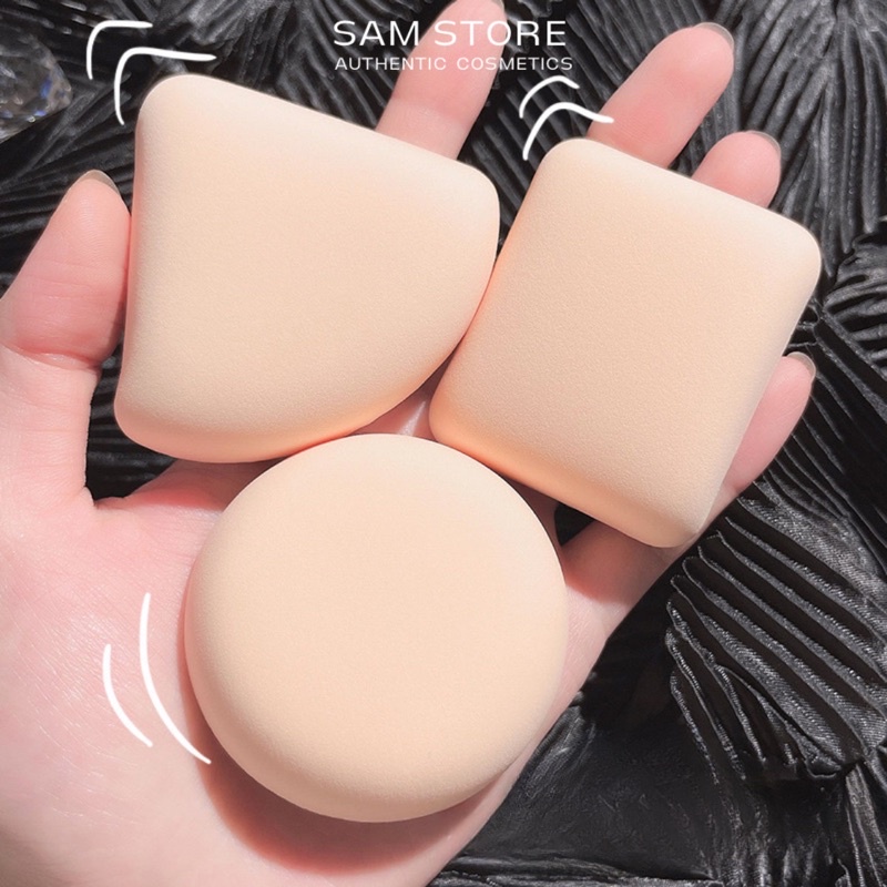 Mút trang điểm siêu xốp kèm hộp nhiều hình dáng mềm mại sử dụng được khô và ướt