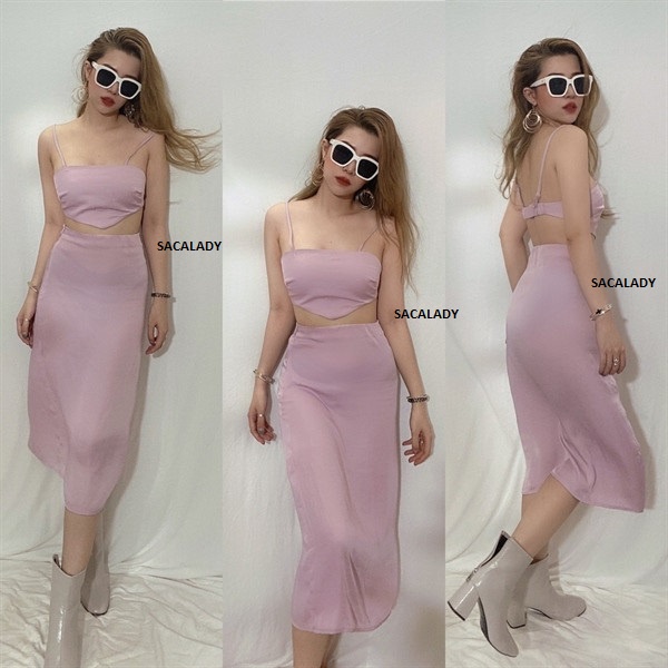 Set Áo Croptop + Chân Váy ZR - 3680