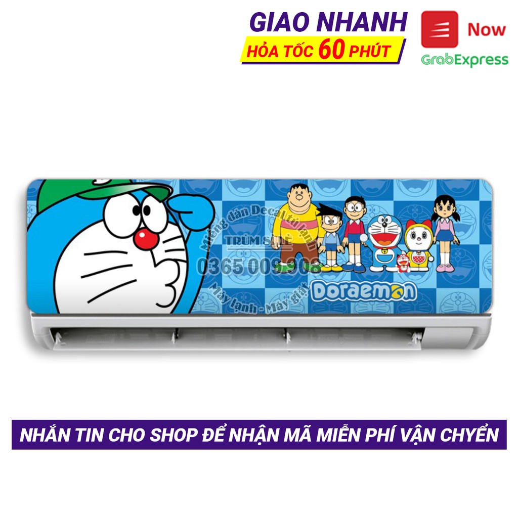 Decal dán máy lạnh  doraemon Huedecor bền mãi với thời gian - phù hợp với tất cả các loại máy lạnh