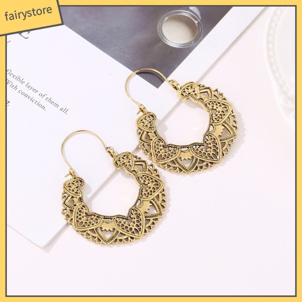 Hoa tai thiết kế hình trái tim cánh hoa phong cách vintage cho nữ