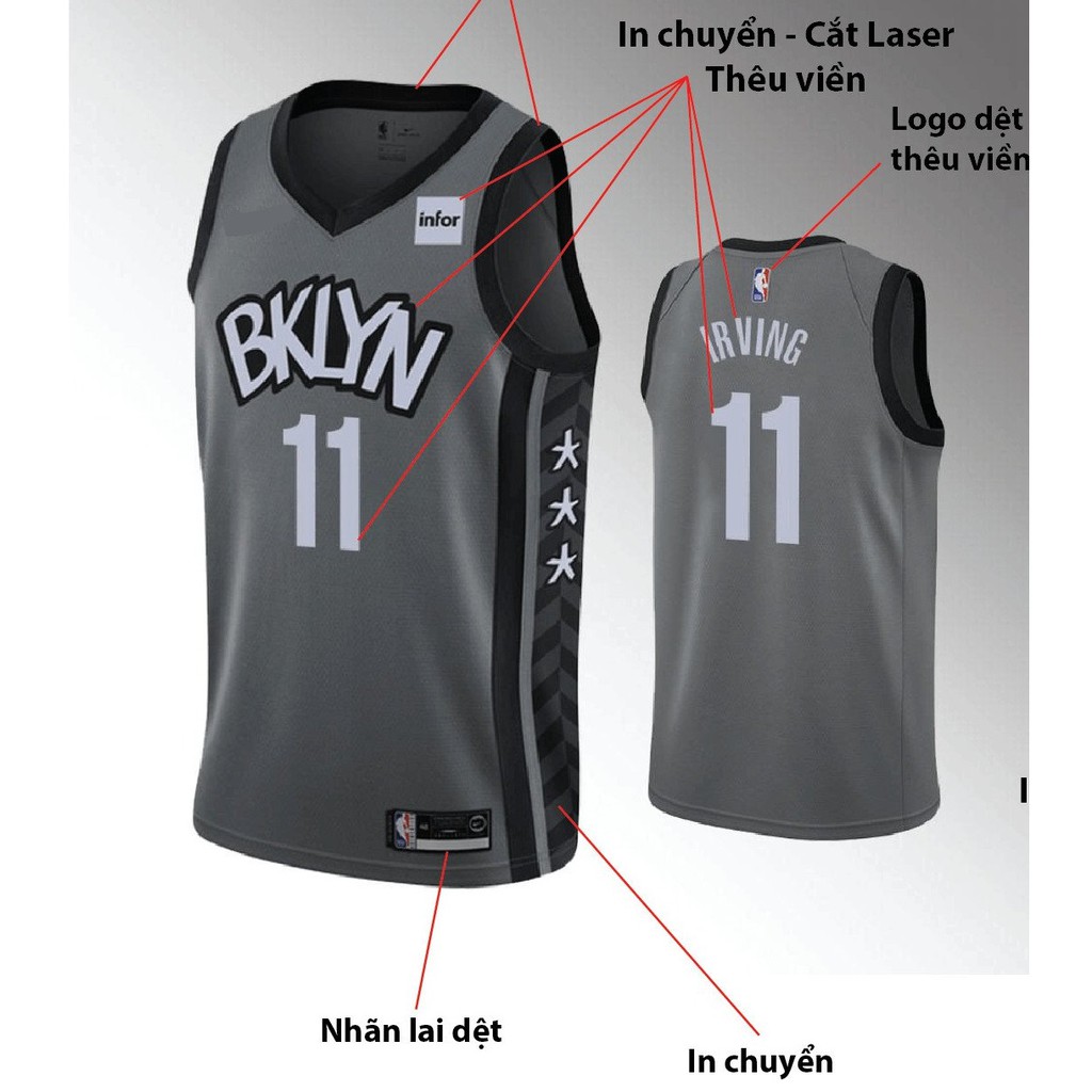 Trang Phục Bóng Rổ ACTEE Jersey Brooklyn Nets - Xám