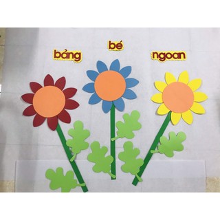 Combo bảng hoa bé ngoan kèm 30 hoa+30 ống cấm hoa ( chi tiết rời)bé ngoan-đồ chơi mầm non tự làm.