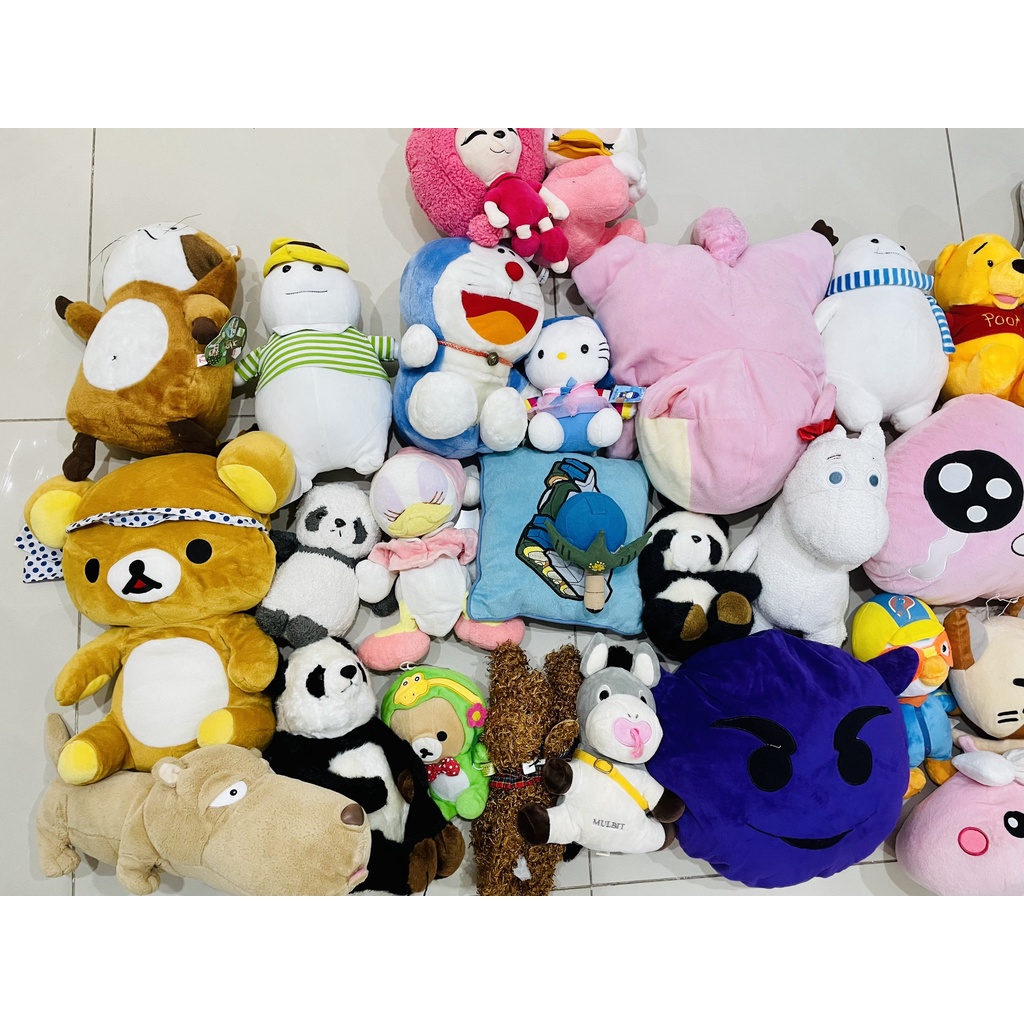Gấu bông giá rẻ size trung 20-50cm 35k nhiều mẫu giao ngẫu nhiên hoặc chọn Hello Kitty Doraemon Disney Pooh Rilakkuma