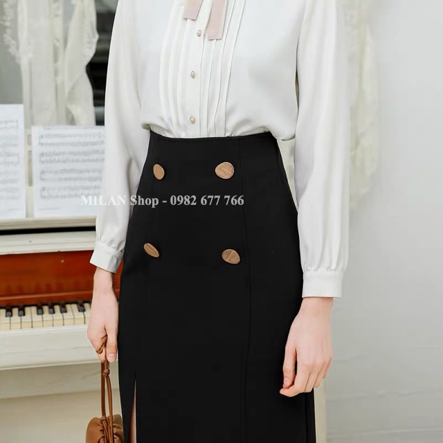 Chân váy dạ dài qua gối 4 khuy siêu chất | BigBuy360 - bigbuy360.vn