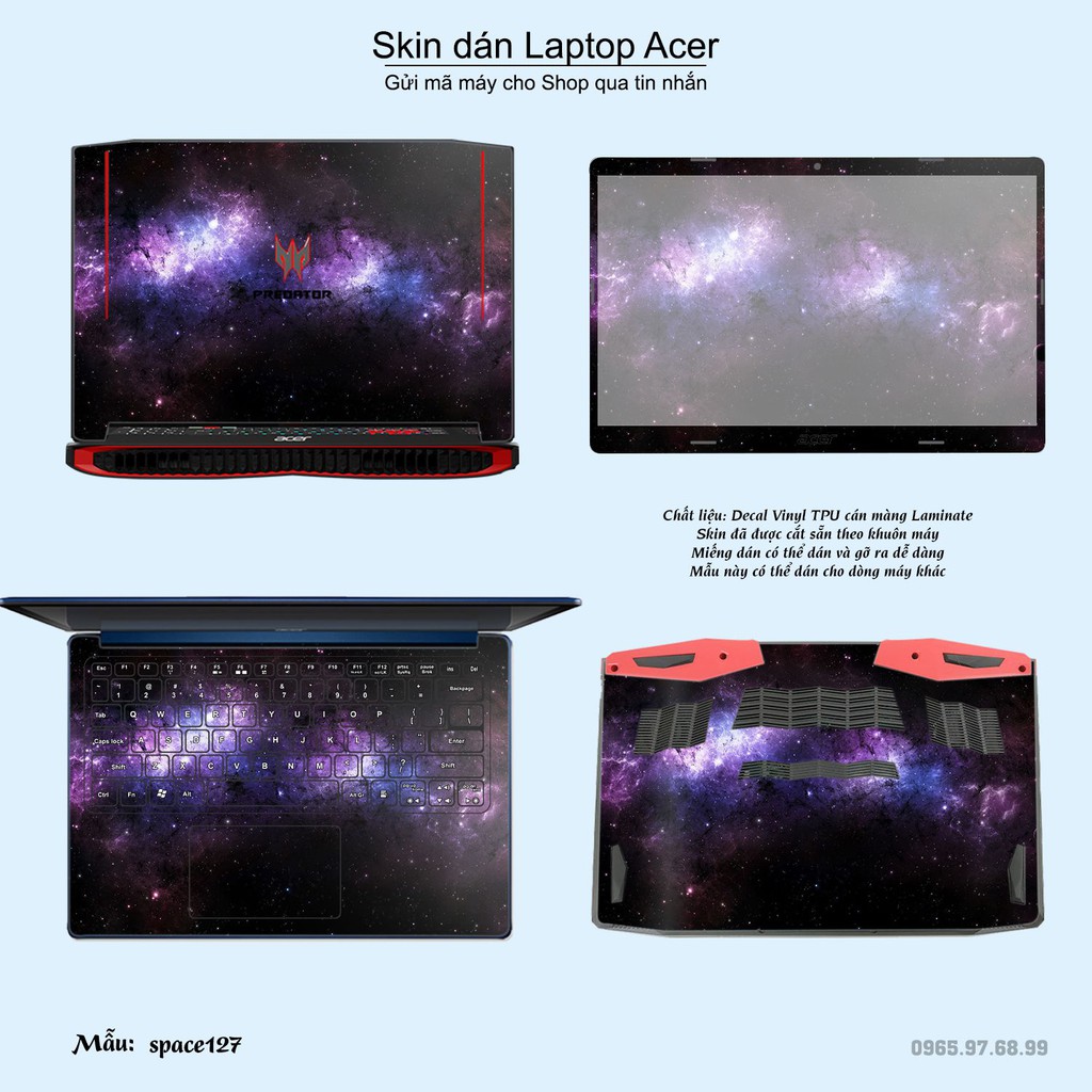 Skin dán Laptop Acer in hình không gian nhiều mẫu 22 (inbox mã máy cho Shop)