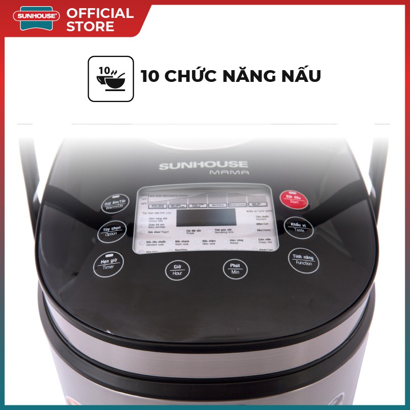 [Mã ELHADEV giảm 4% đơn 300K] Nồi cơm điện tử SUNHOUSE MAMA 1.8L màu đen SHD8903