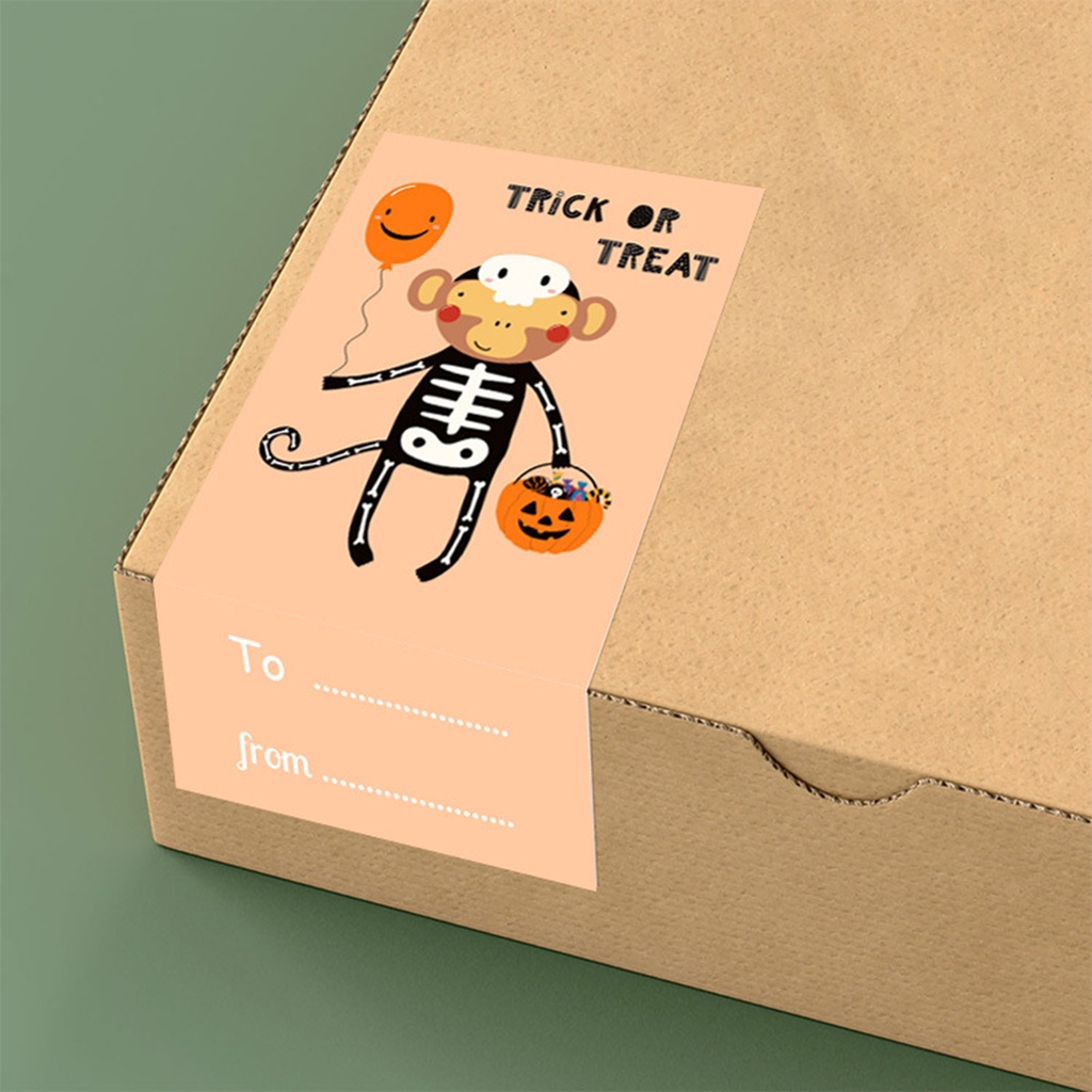 (livecity.2) Cuộn 300 Nhãn Dán Hộp Quà Hình Chữ Nhật Tự Dính Mịn Màng Và Dính Dễ Dán Dùng Đóng Gói Quà Halloween