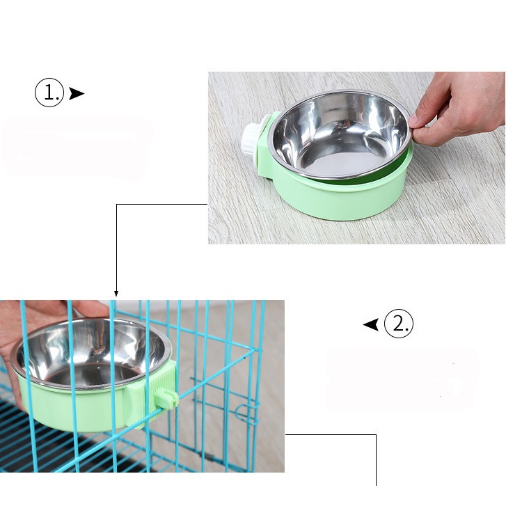 Bát ăn trơn inox gắn chuồng cho chó mèo / Chén ăn inox treo chuồng thú cưng