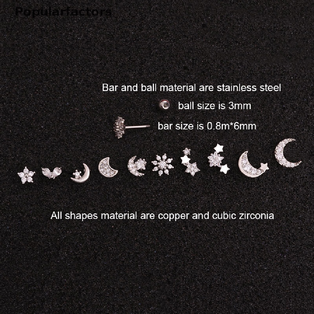 (Bán Chạy) Khuyên Xỏ Cơ Thể Mặt Trăng / Mặt Trời Đính Pha Lê