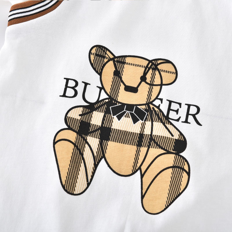 Bộ Áo Liền Quần Vải Cotton Tay Ngắn In Hình Gấu Dễ Thương Thời Trang Mùa Hè Cho Bé Trai Sơ Sinh