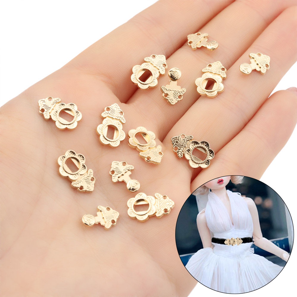 ROW 10 Sets 3 Colors Doll Bags Buckles Mini Ultra-small Shoes Accessories Belt Buckle 18mm Parts Newest Metal Diy Dolls Buttons/Multicolor