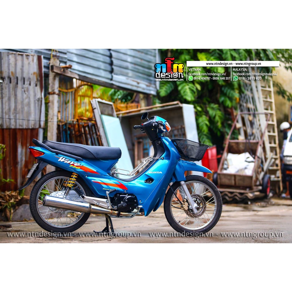 Tem Rời Dán Xe Wave  Nhỏ Mẫu Zin Xe Full Xanh Cực Đẹp, Hàng 3 Lớp Chất Lượng Cao