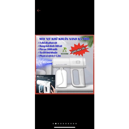 [XẢ KHO] Máy xịt khuẩn K5 PRO 8 tia, Máy khử khuẩn nano phun cồn diệt khuẩn. Giá rẻ
