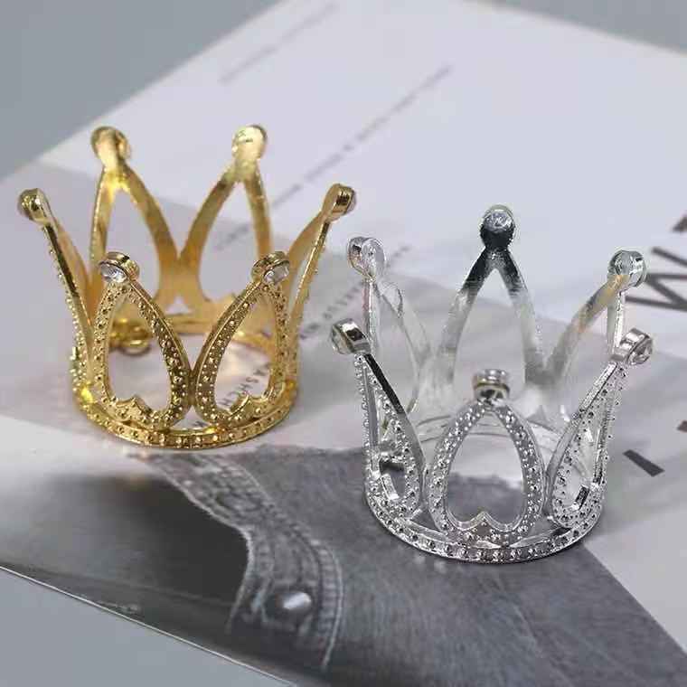 Vương miện mini trang trí bánh sinh nhật, vương miện trang trí hoa sáp