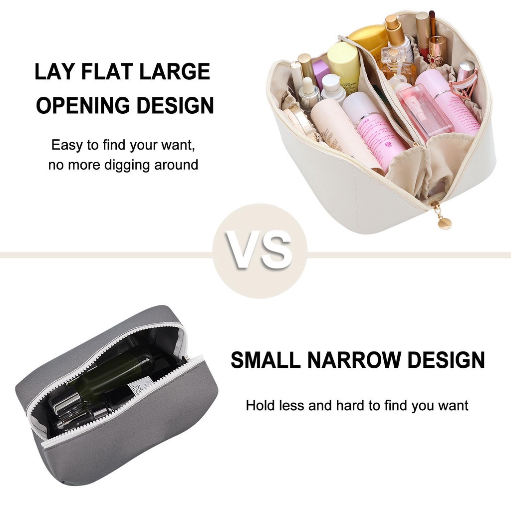 Túi Đựng Mỹ Phẩm Da PU Chống Thấm Nước Thiết Kế Phẳng Trang Điểm Đi Du Lịch