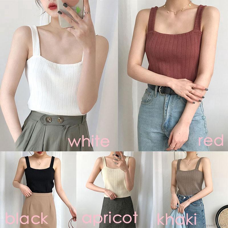 Áo len hai dây màu trơn gợi cảm cho nữ | BigBuy360 - bigbuy360.vn