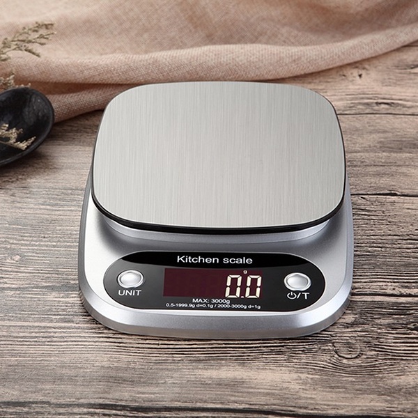 Cân Tiểu Ly Điện Tử Nhà Bếp Mini Định Lượng 1g - 5kg Làm Bánh Độ Chính Xác Cao Kèm 2 Viên Pin Aaa