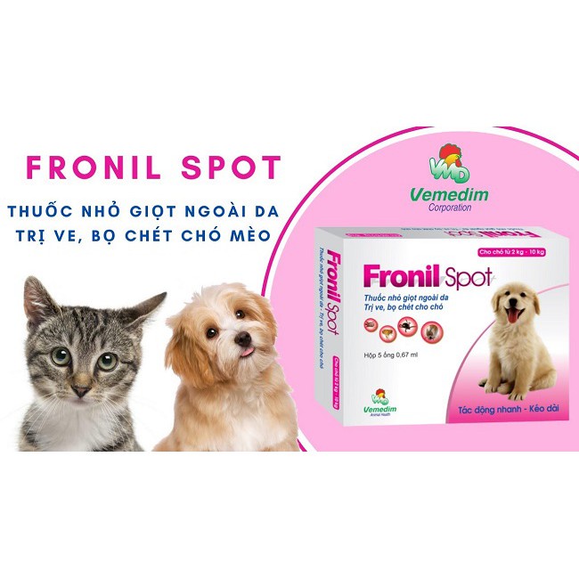 Vemedim Fronil Spot (Hồng) - Nhỏ Gáy Diệt Ve Rận Bọ Chét Cho Chó