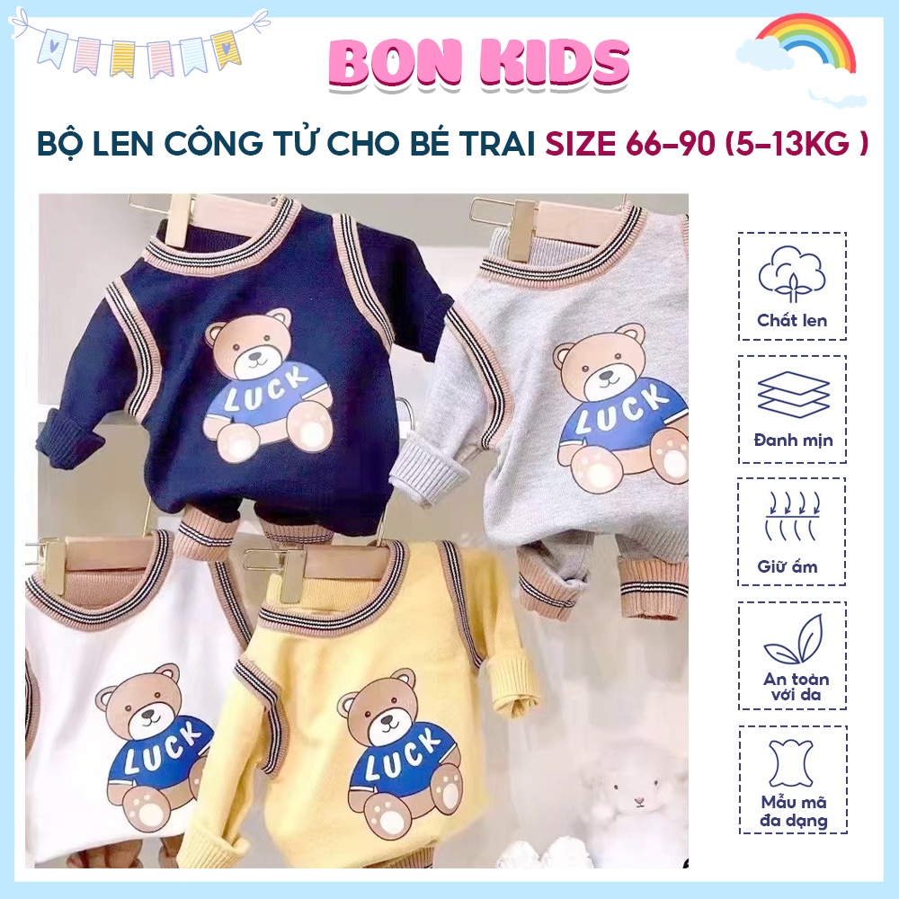 Bộ Len Cho Bé Nhiều Mẫu size 66-90, Bộ Len Công Tử Cho Bé Trai 5-13kg