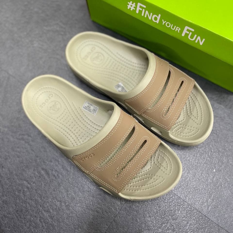 Crocs - Dép Quai Ngang Yukon Mesa 2 Slide, size 39-44, nhựa đúc nguyên đôi phối da, mẫu mới 2022 - pb109