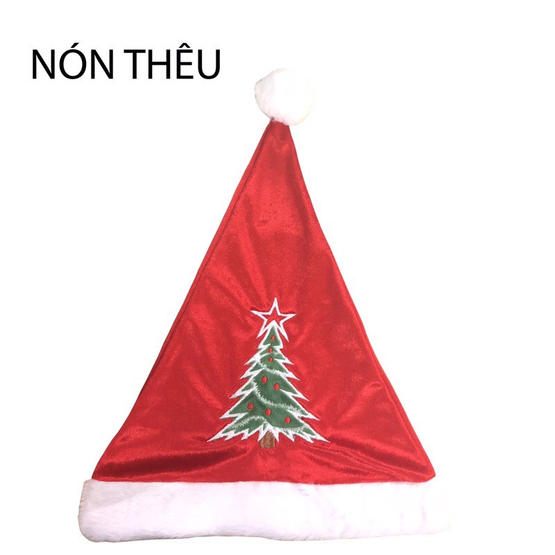 Nón Noel thêu hình xinh xắn cho bé