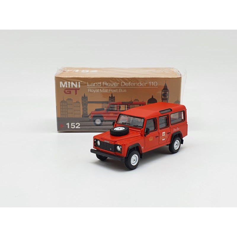 Xe Mô Hình Land Rover Defender 110 Royal Mail Post Bus RHD 1:64 Mini GT (Đỏ)