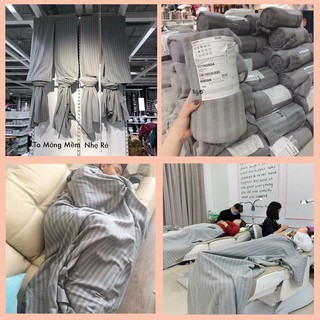 Chăn dạ mỏng ikea-chăn hè kẻ xám văn phòng shop yến shop kidss