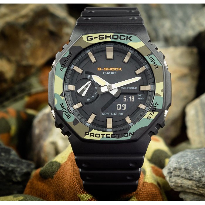 Vỏ đồng hồ GA-2100 ANALOG-DIIGITAL AUTO LIGHT UNISEX watch GA-2100 SERIES XANH VÀ TRẮNG PORCELAIN GA