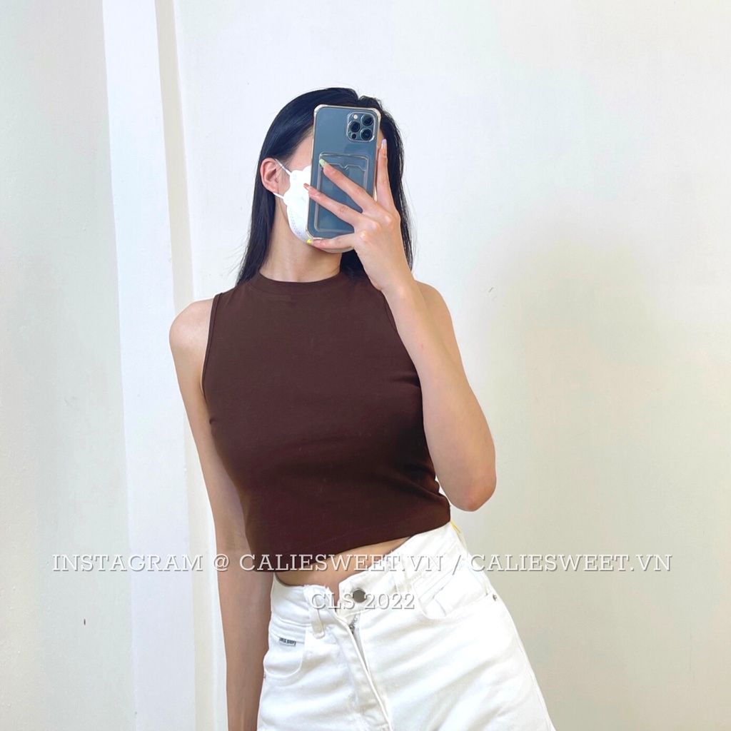 Áo ba lỗ croptop Caliesweet áo croptop sát nách chất thun co giãn mặc vài lần là chán