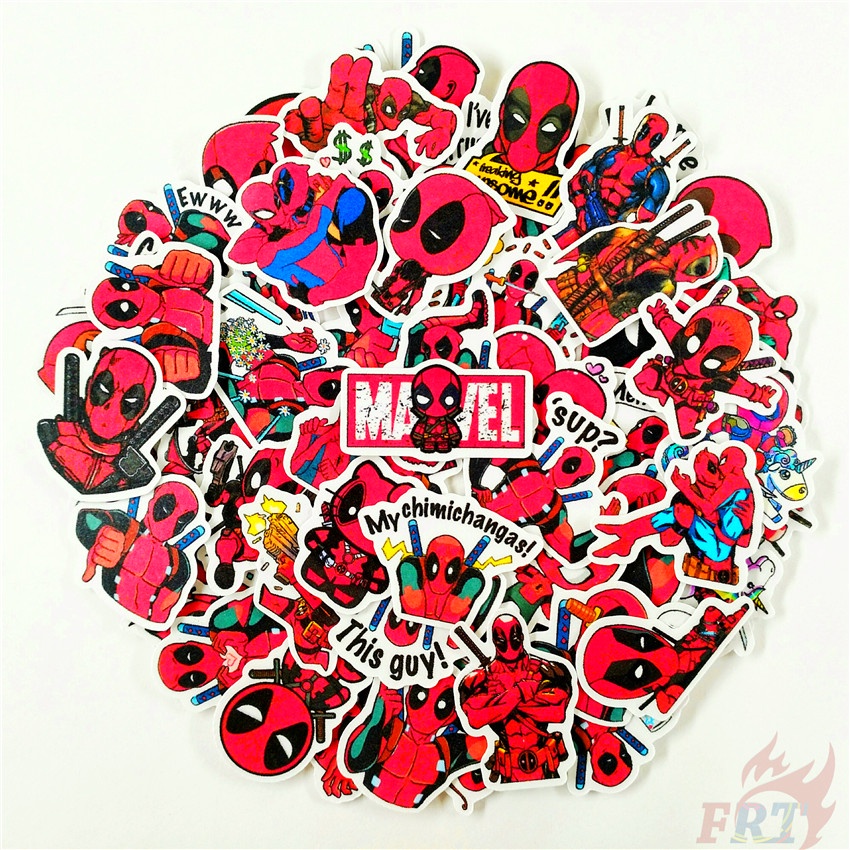 ★★★ Miếng Dán Trang Trí Hình Deadpool Q-1 Marvel Độc Đáo ★★★ Set 60 Sticker Dán Trang Trí Album Thời Trang