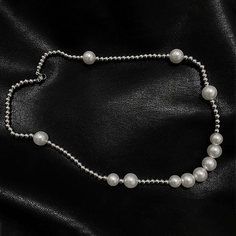 Dây chuyền ngọc trai giả cao cấp phong cách hip-hop đường phố xu hướng cho unisex