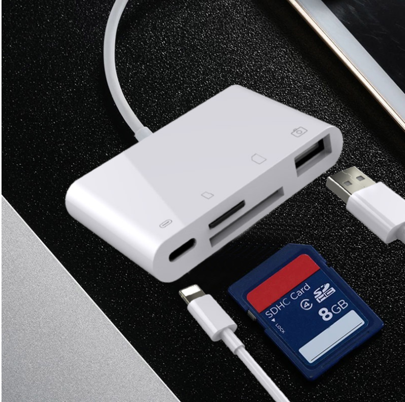 4in1 Lightning to USB 3.0 and SD TF Card Slot and Lightning Port Adapter For TF SD Card Reader Laptop Phone Table