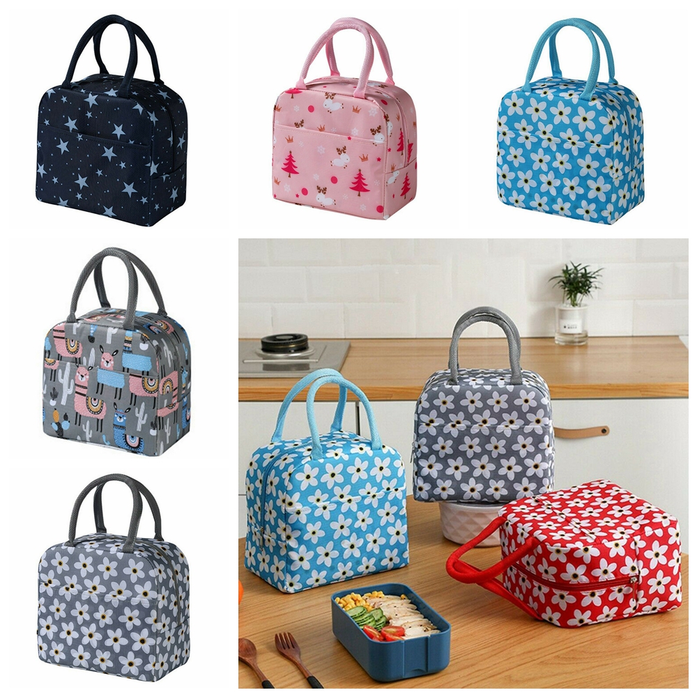 Túi Giữ Nhiệt Đựng Hộp Cơm Trưa In Họa Tiết Dễ Thương