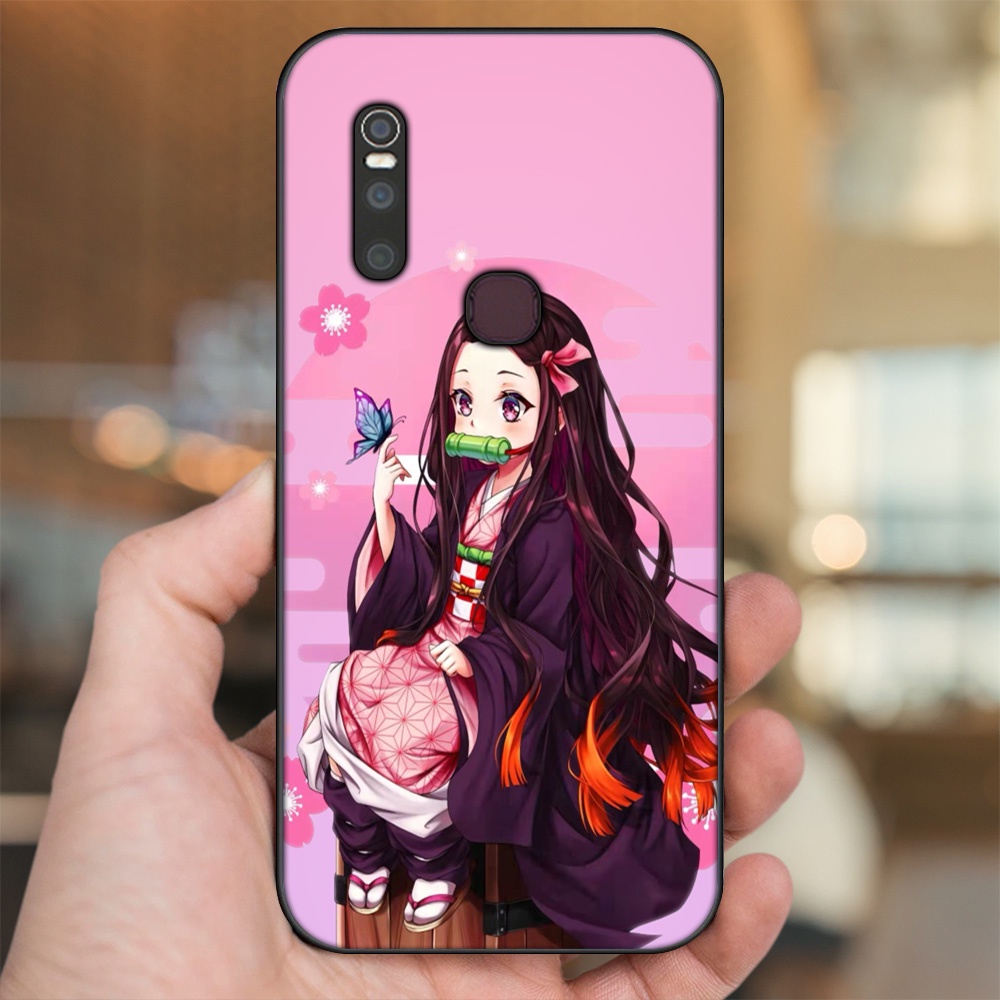 Ốp lưng Vivo V15 viền đen in hình Nezuko Kimetsu no Yaiba