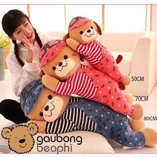 Chó nằm đội nón hàng nhập cao cấp size 70cm- Gấu bông