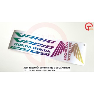 TẤM TEM DẠ QUANG DÁN TRANG TRÍ XE LOGO VÀ CHỮ VARIO 125i