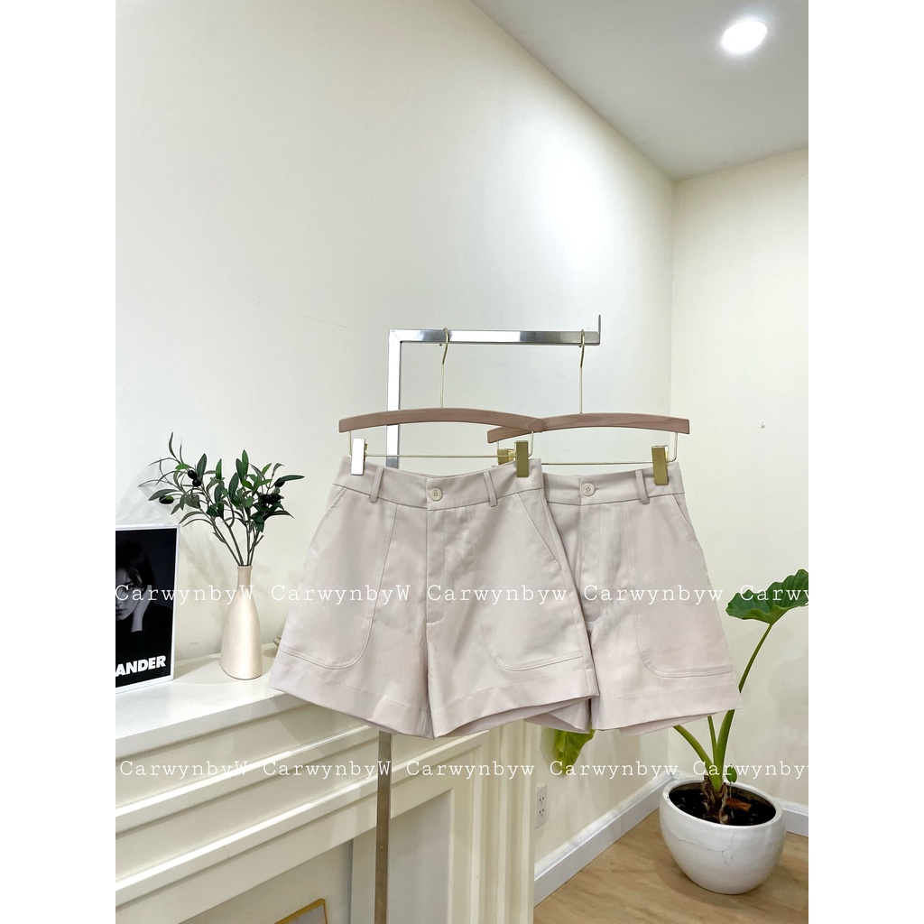 CarwynbyW - Quần Short Kaki Lưng Cao Túi Kiểu Sâu